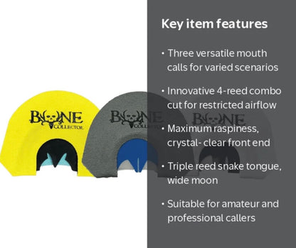 Bone Collector Game Calls Tail Feather Trio Mouth Calls Pack